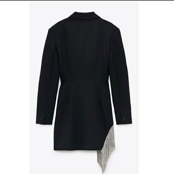 NWOT Zara blazer dress limited edition jewel fringe - Picture 10 of 13
